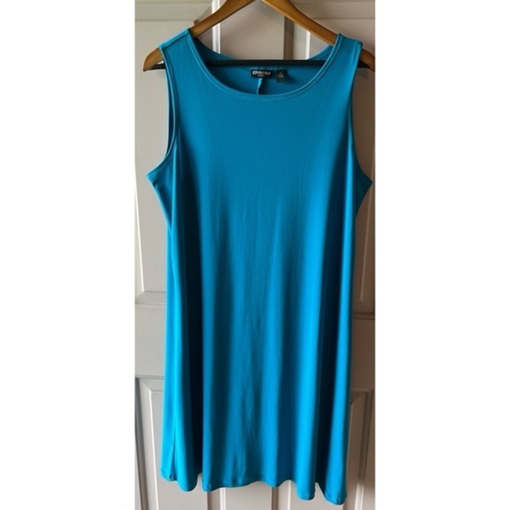 Solid Teal Blue Sheath Dress Effortless Syle by CITIKNITS Large LNWOT. #671